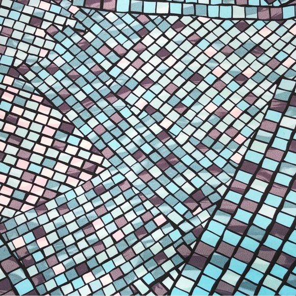 Lands' End Blue Mosaic Square-Neck Underwire Tankini Swimsuit Top Size 24W - Picture 8 of 12